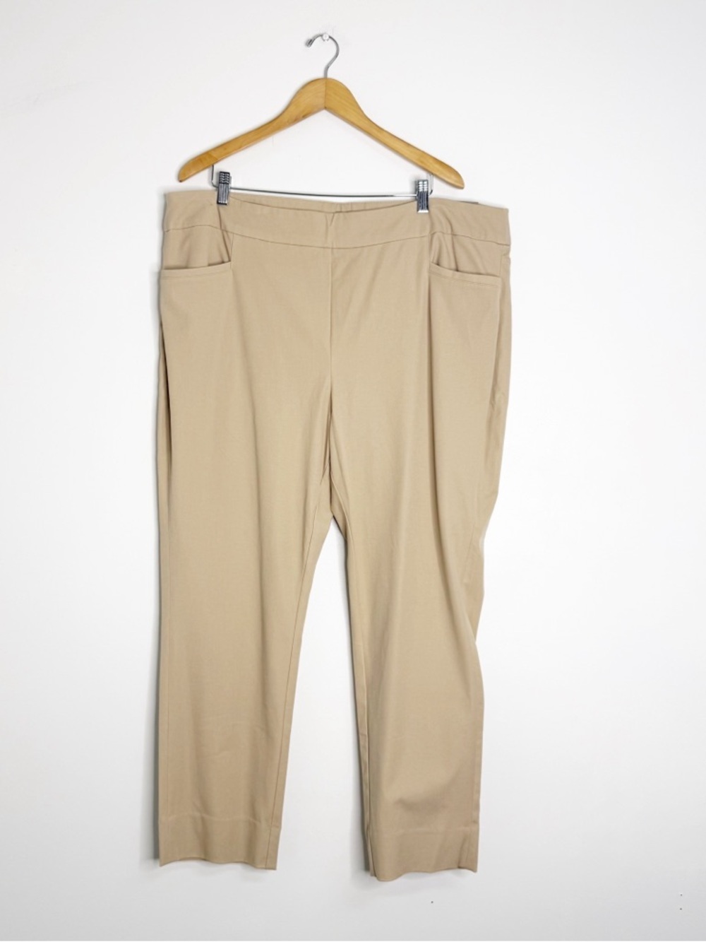 Soft Surroundings Straight Leg Pull-On Pants 2X Khaki Stretch NWT